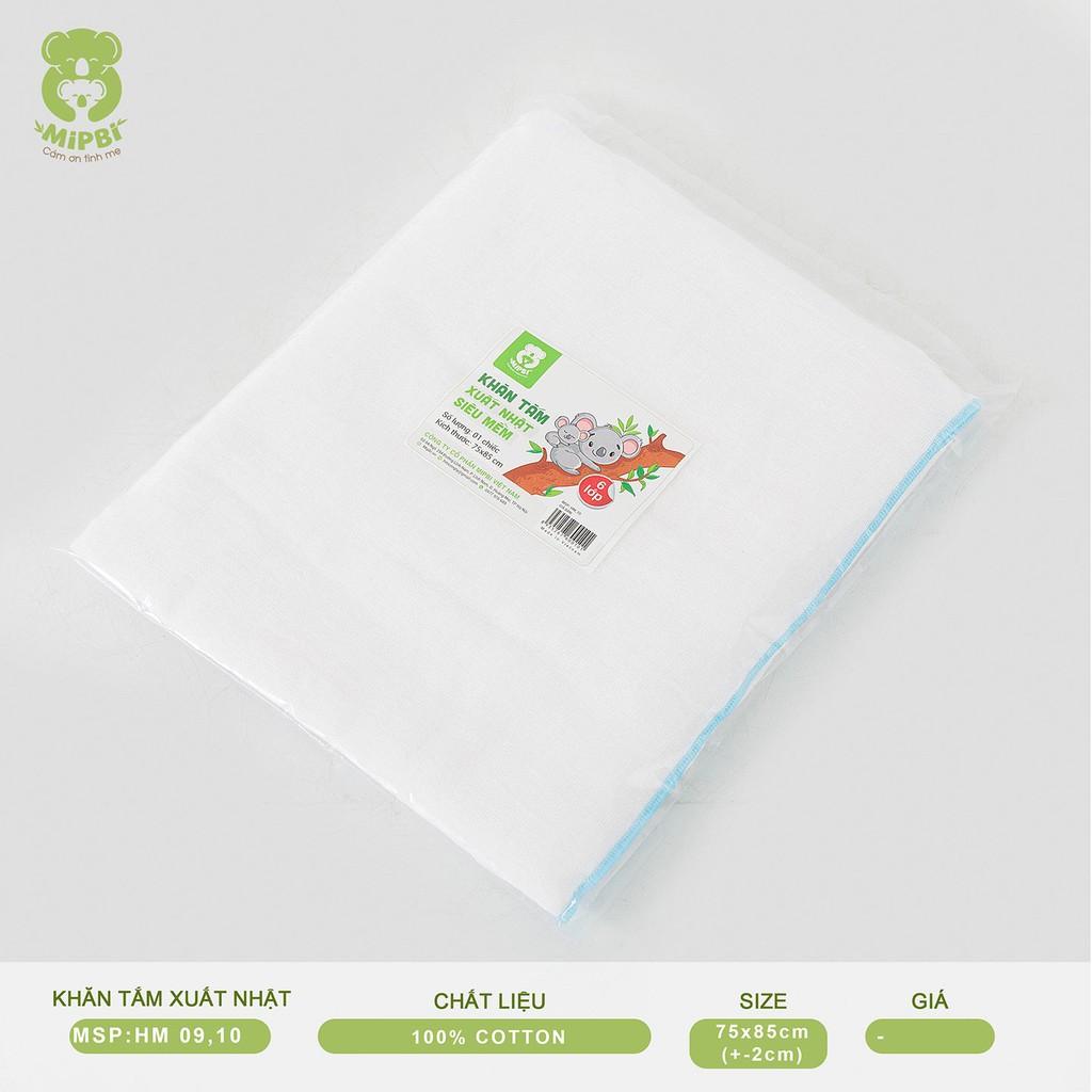 Khăn tắm xuất Nhật Mipbi 100% cotton tự nhiên siêu mềm (Túi 1 chiếc 75x85cm)