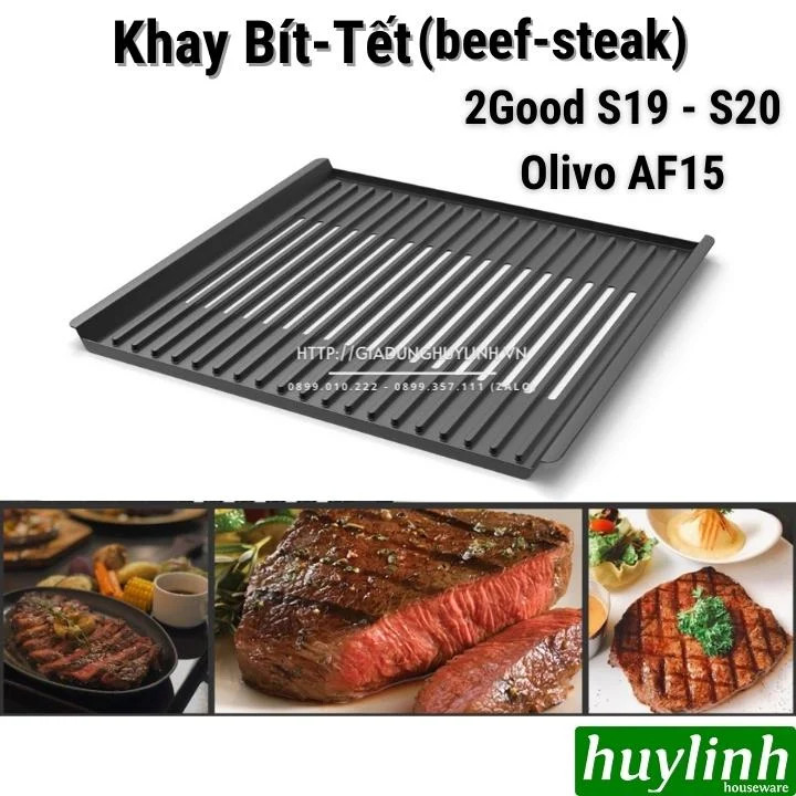 Khay nướng bít-tết (beefsteak) cho nồi chiên 2Good S20 - S19 - Olivo AF15 - Hàng chính hãng