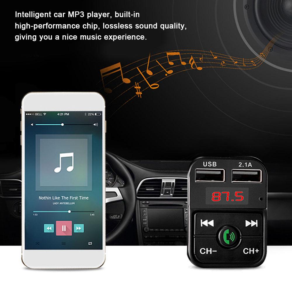 Car MP3 Music Player BT Wireless FM Transmitter Radio Adapter Car Charger with Dual USB Port Support TF Card/U-Disk Play