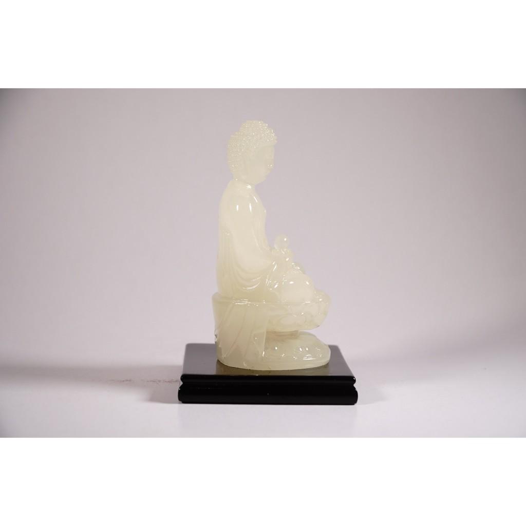 Tượng phật A Di Đà ngồi tòa sen có đế dạ quang - Cao 12cm