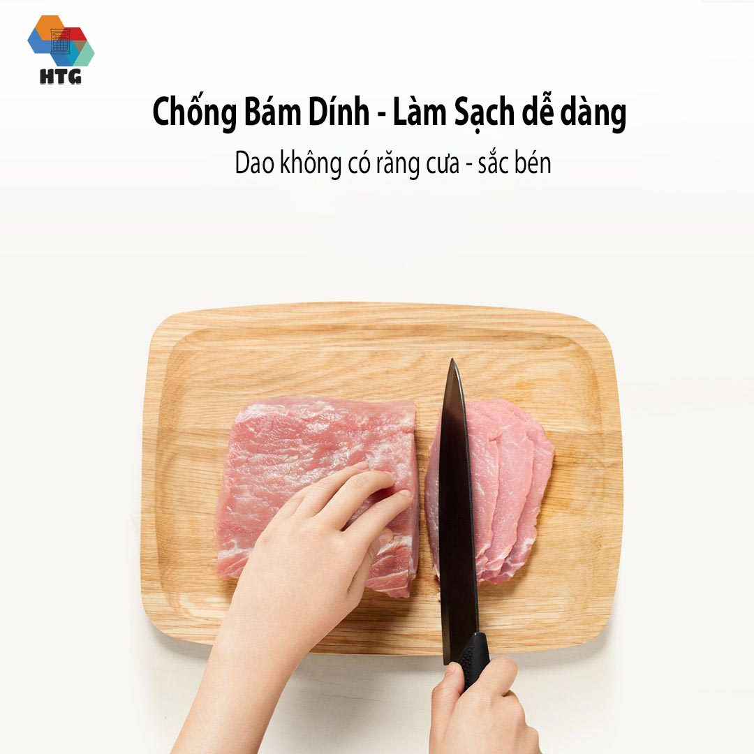 Bộ 4 dao nhiệt gốm Huohou HU0010 công nghệ nano chống dính, cắt lát thịt cá, trái cây, hoa quả, rau củ, hàng chính hãng