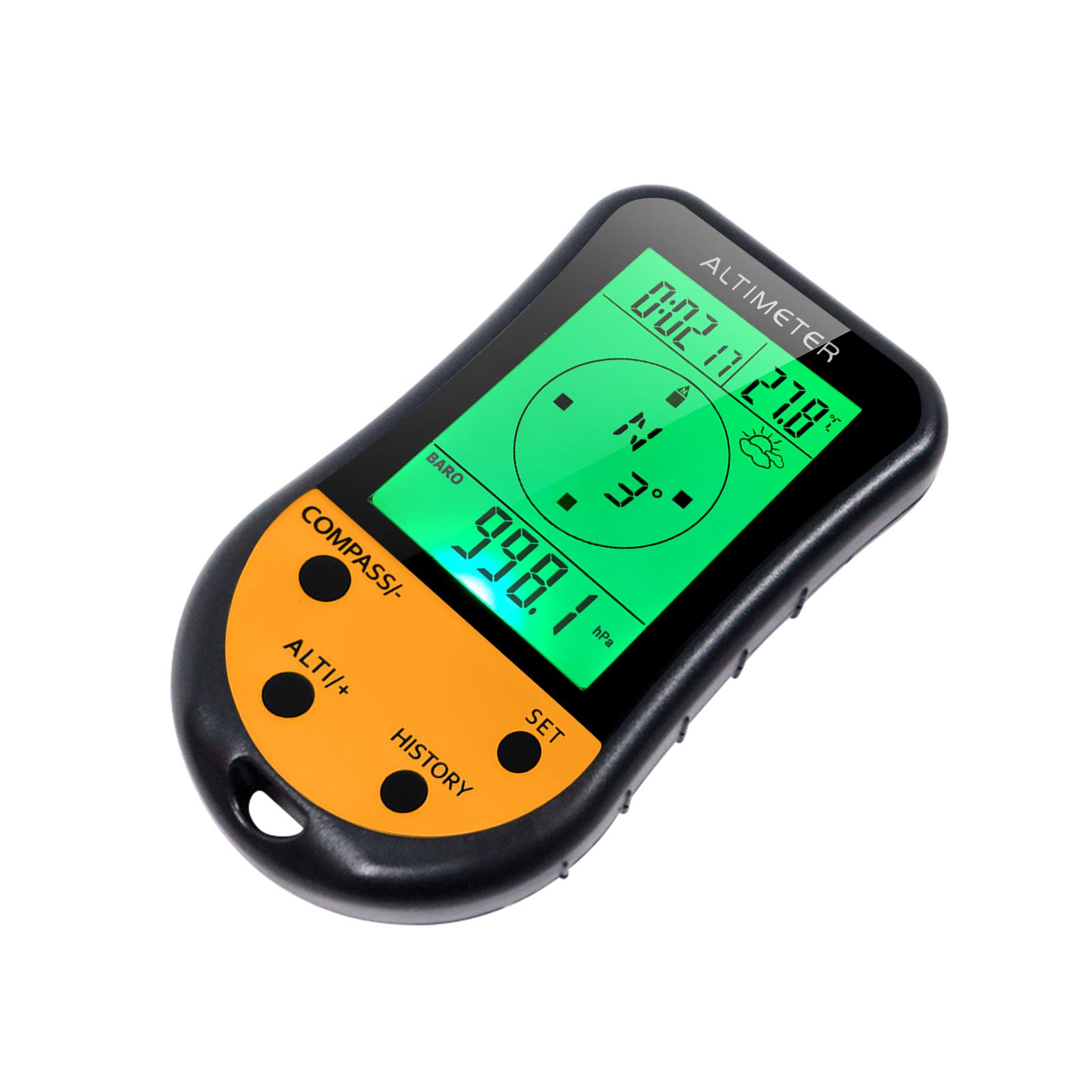 Electronic Digital Altimeter 8 in 1 Multifunction LCD Backlight Mini Altimeter Barometer Compass Thermometer Weather Forecast Clock Calendar for Outdoor Climbing Hiking Fishing
