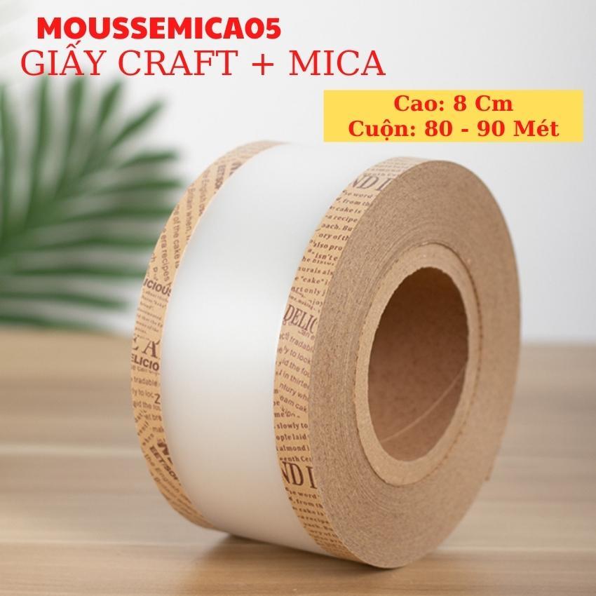 Cuộn Mica Cứng In Hình Bọc Bánh Mousse Quấn Thành Bánh Kem Trang Trí Cao 8cm