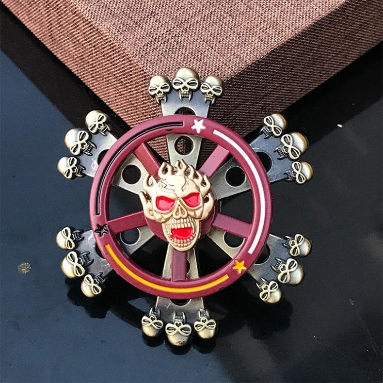 SPINNER Con quay Họa Tiết 8 cánh 6 viên đỏ thép 2 tầng 2 chế độ quay kép KIM LOẠI thép cực chắc chắn