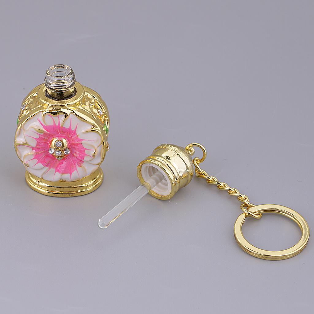 Golden Chain Glass Flower Pendant Empty Glass Perfume Bottle