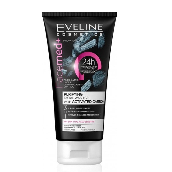 Gel rửa mặt thanh lọc da than hoạt tính Eveline Facemed+ 150ml