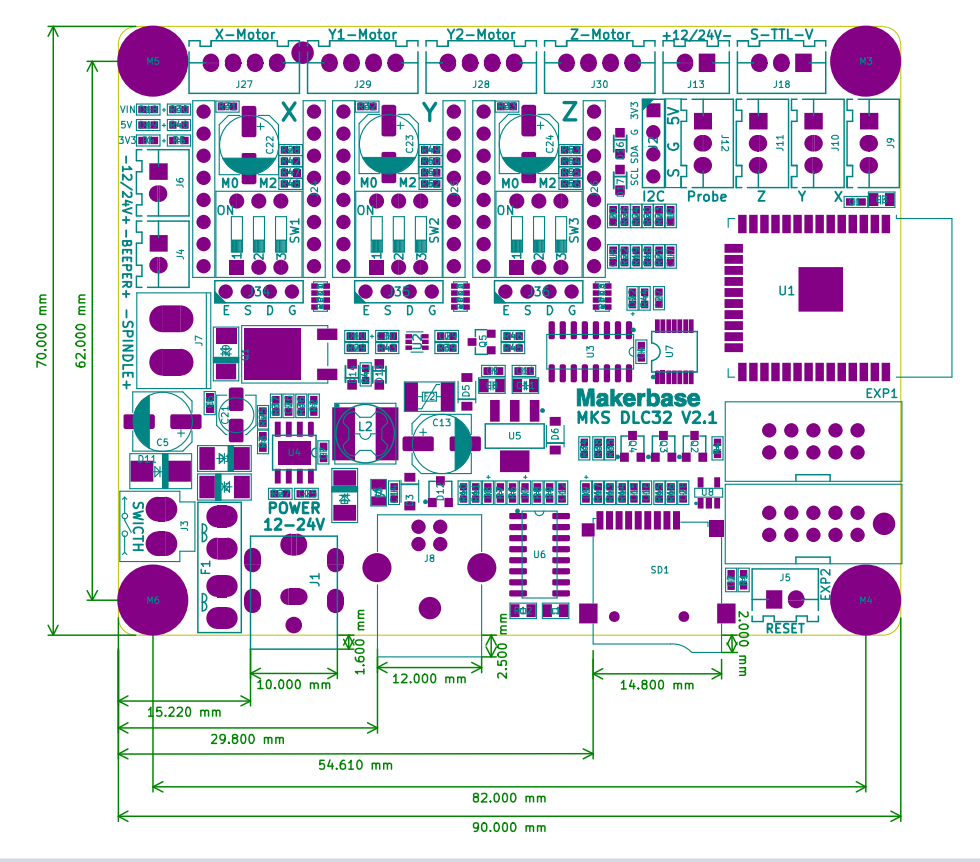 MKS DLC32 V2.1 32 BITS GRBL Bộ điều khiển ngoại tuyến TS35-R LCD HIỂN THỊ CNC3018