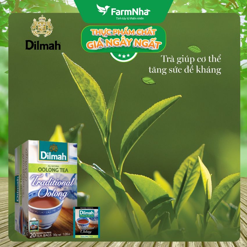 Trà Dilmah Traditional Oolong Tea All Natural 30g (Túi bạc đặc biệt) 20 túi x 1.5gr Ô Long truyền thống