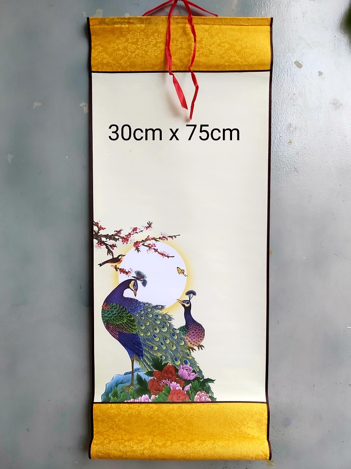Bộ 4 biểu lụa viết thư pháp in tranh 4 mẫu kích thước 30cm x 75cm