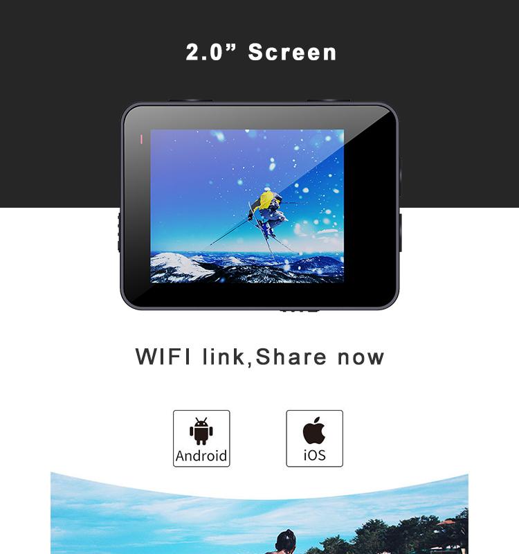 Camera thể thao ngoài trời Điều khiển từ xa WiFi 4K Camera hành động thể thao 20M Độ phân giải ảnh Sport DV