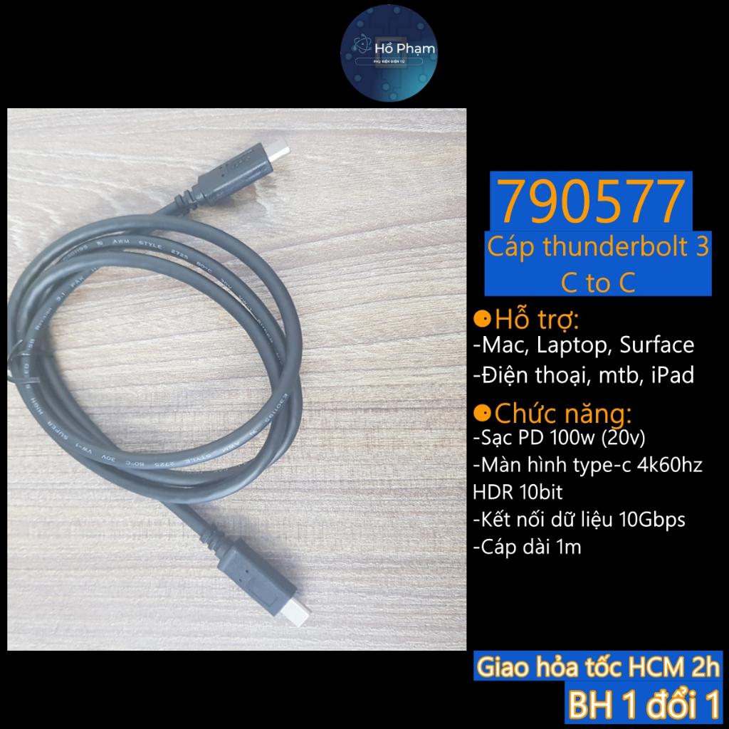 Cáp Type-c (Thunderbolt 3) dài 1m hỗ trợ sạc PD 60w, 4k60hz, HDR 10 có hỗ trợ Thunderbolt 4 kết nối màn hình Type-c