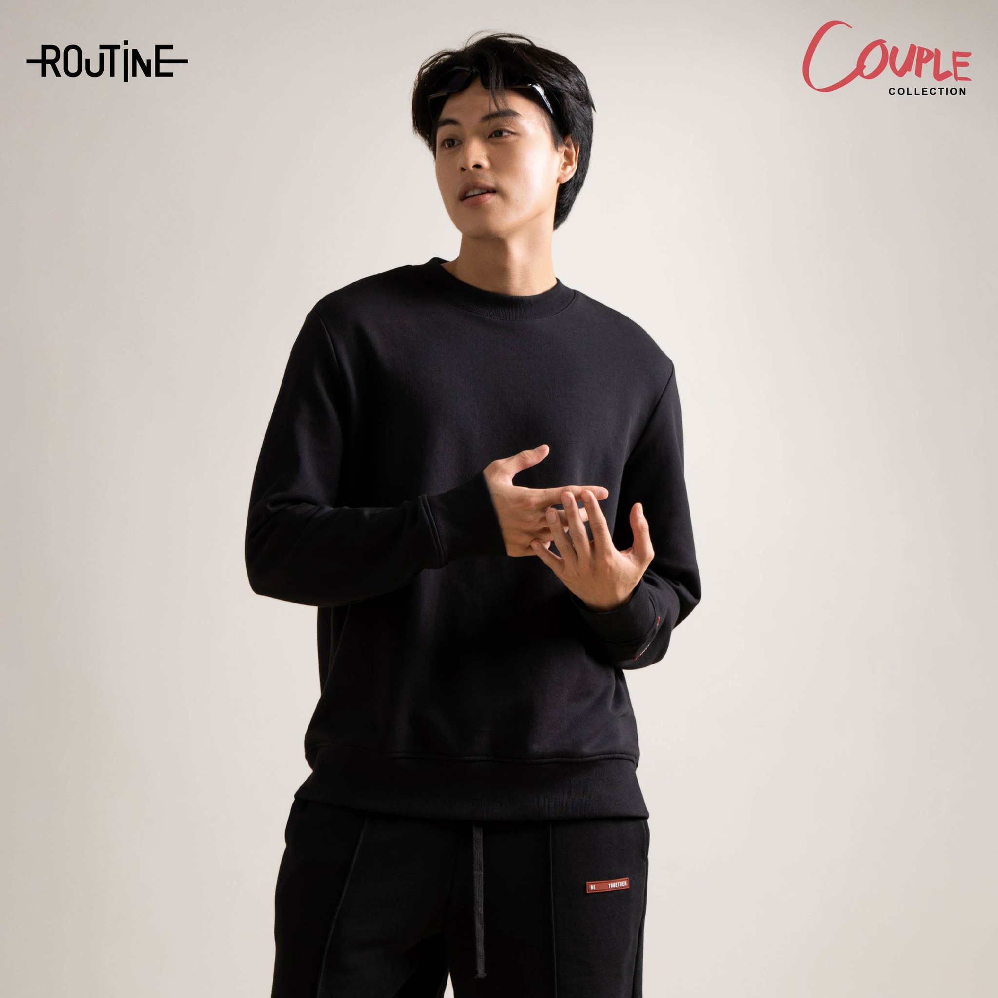 Áo Sweater ROUTINE Nam Basic Cổ Tròn Nhãn Trang Trí Form Regular - 10F23SWE001 | LASTORE MENSWEAR