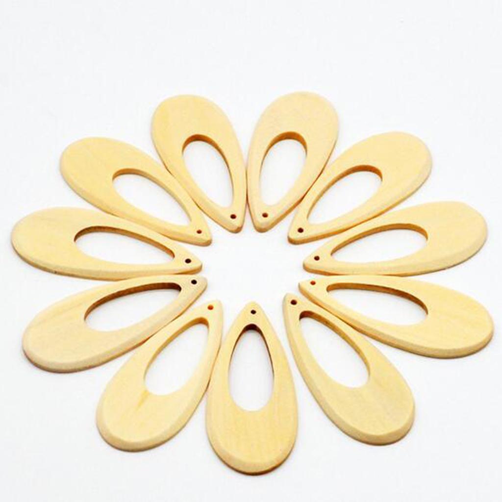 70x Natural Wood Drop Charms Rectangle Wood Tags Unfinished for Earrings DIY
