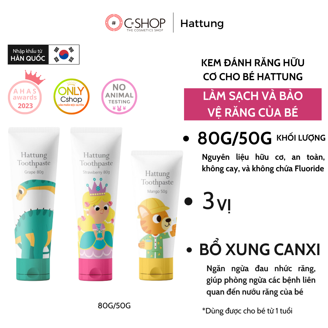 Kem Đánh răng cho bé từ 1 tuổi Hattung 80g