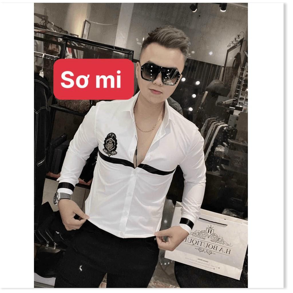 ÁO SƠ MI LỤA KHÔNG NHĂN,2 MÀU SANG TRỌNG,HỌA TIẾT LOGO ÁO SIÊU NGẦU KHÁNH AN FASHION