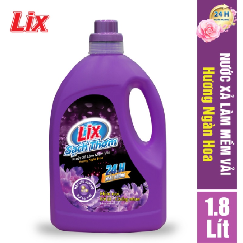 Nước xả làm mềm vải Lix sạch thơm hương ngàn hoa túi 1.8L - 17701