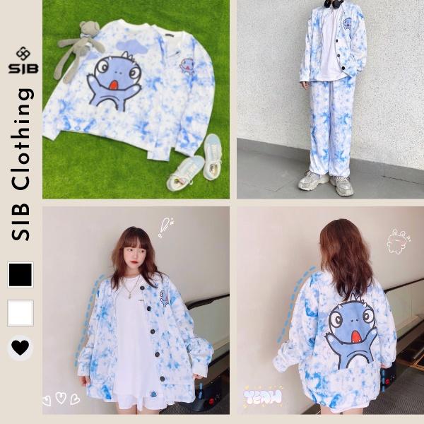 Áo cardigan SIB Clothing áo khoác form rộng unisex ulzzang loang in hình SIB008