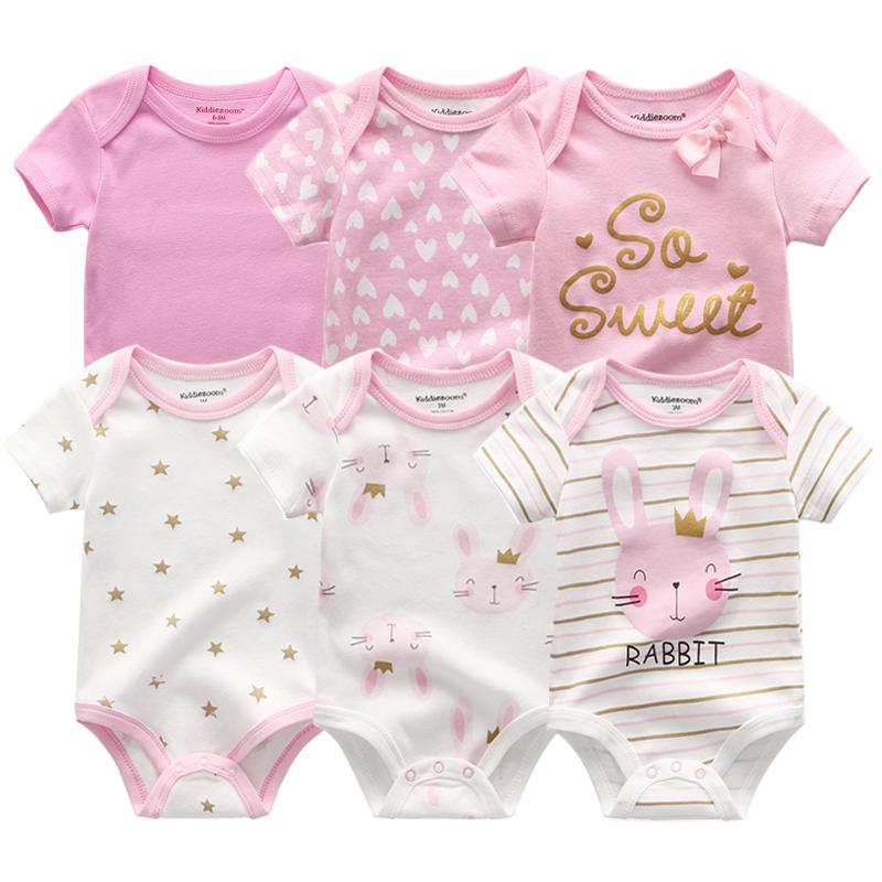 6 Cái/lốc Bodysuit Cho Bé Gái Thời Trang Cơ Thể Phù Hợp Với Nữ Tay Ngắn Sơ Sinh Trẻ Sơ Sinh Áo Liền Quần Liền Hình Hoạt Hình Trẻ Em Bé Gái Quần Áo