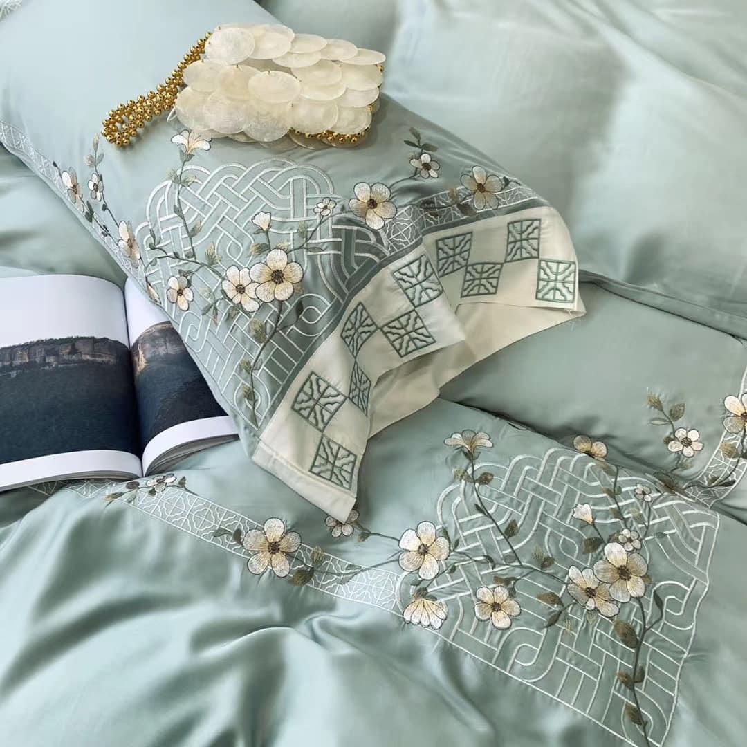 Bộ Chăn Ga Gối Đệm 5 Món Chăn Phao Lụa Tencel Thái Hin Home Bedding Drap Giường Lụa