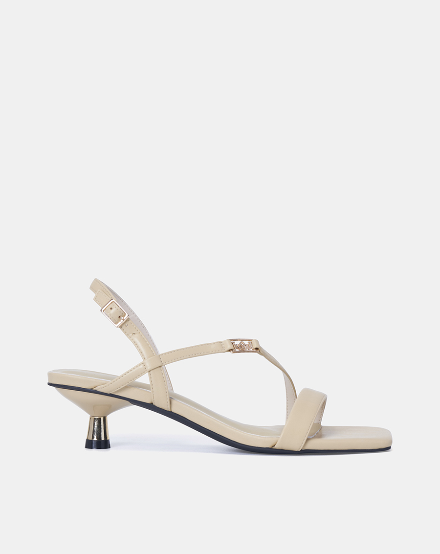Giày Sandal 3cm Nữ Thời Trang JUNO Mũi Vuông Trang Trí Logo Cách Điệu SD03065