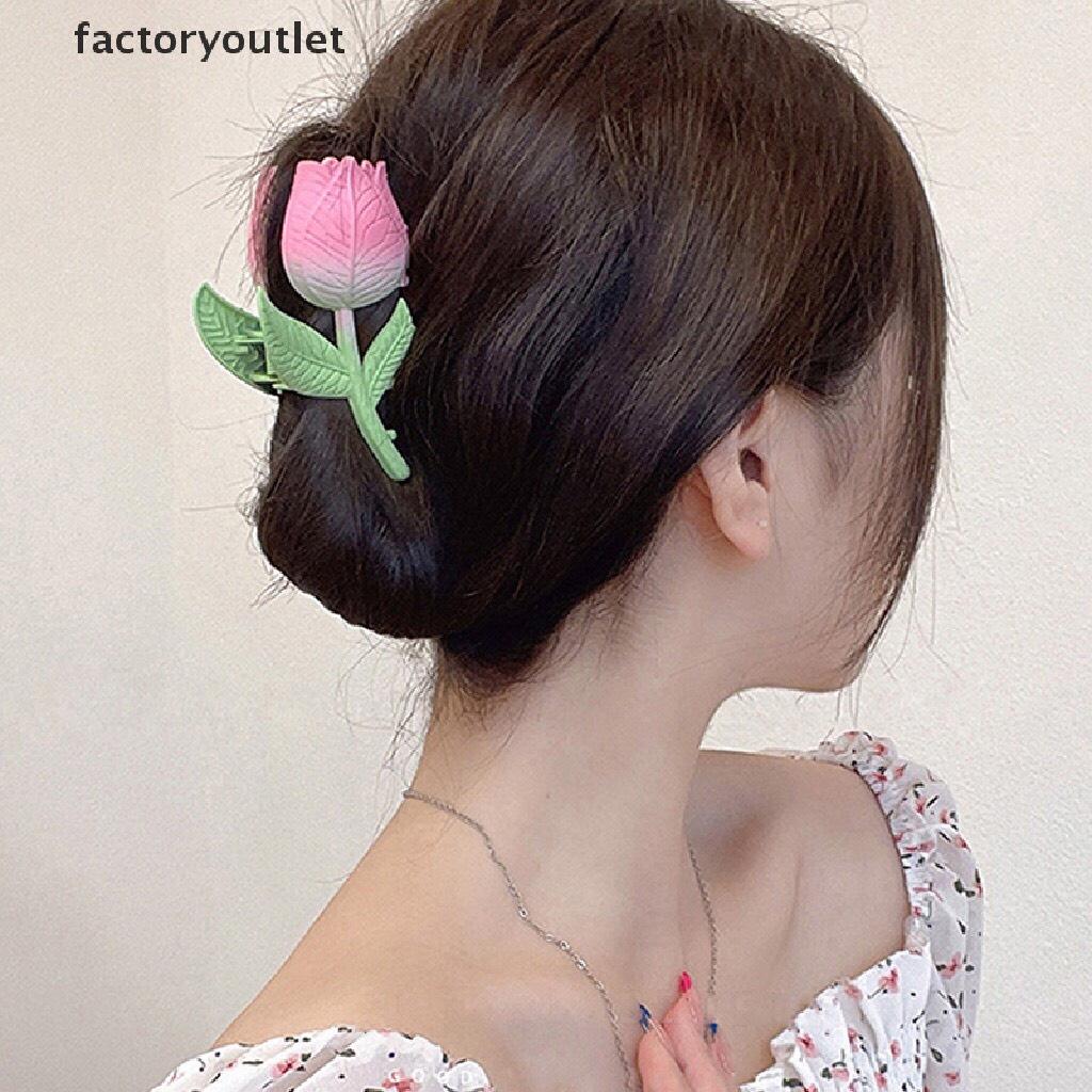 Kẹp gấp kim loại hoa tulip size to màu pastel xinh xắn-Nunam shop