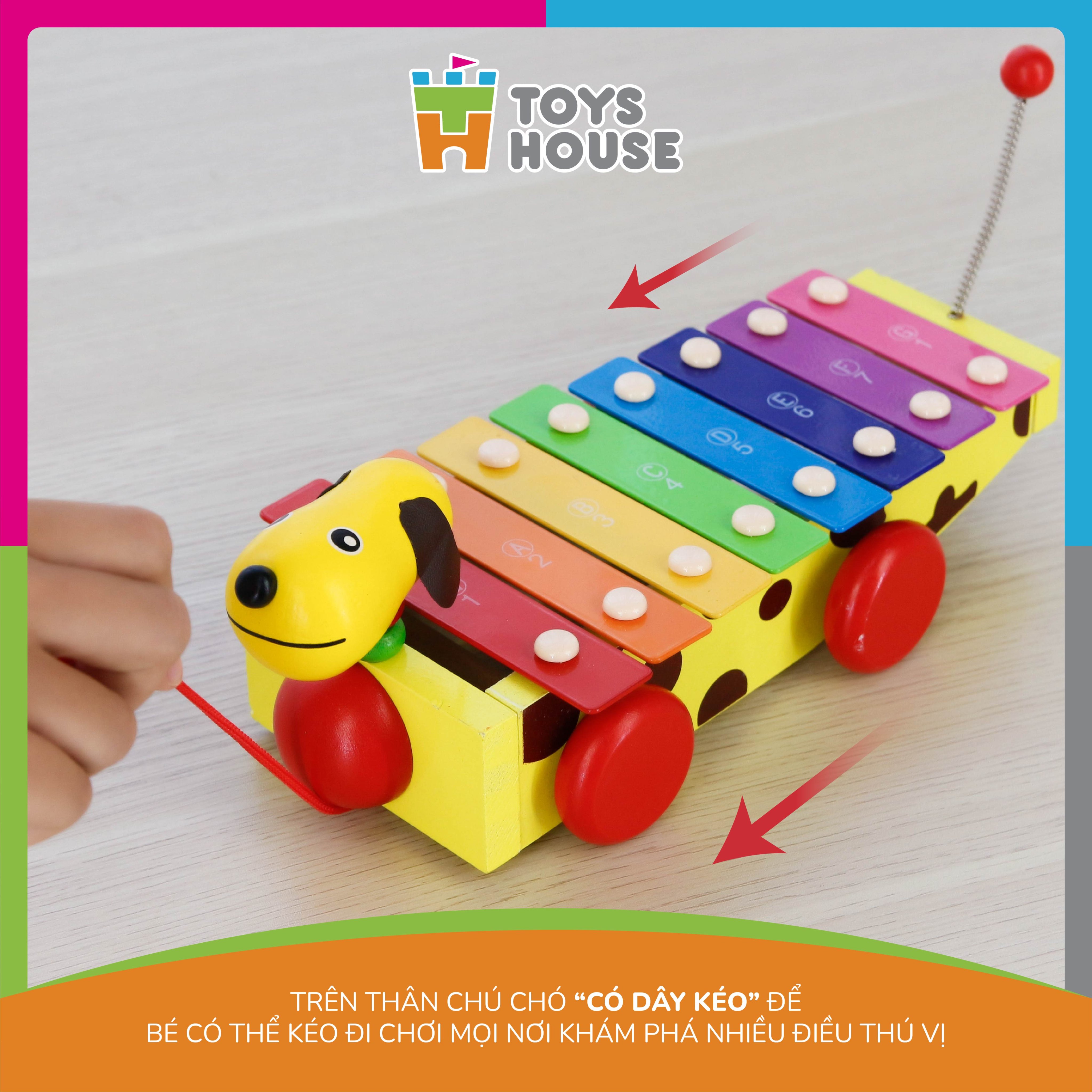 Đàn gõ xylophone kết hợp đồ chơi hình cún con cầu vồng Toyshouse 1152