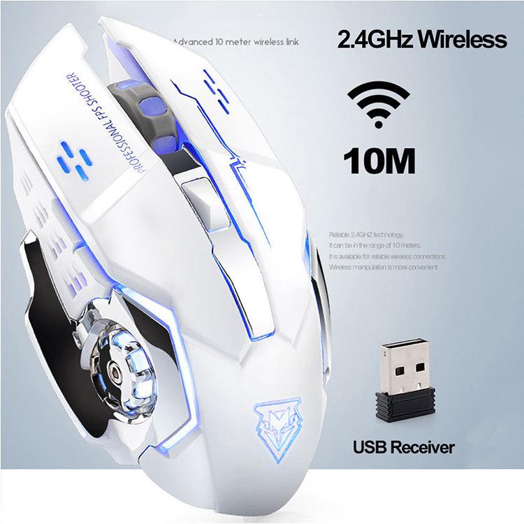 Xq 3500 Dpi Sạc Không Dây Chơi Game 2.4 GHz Đèn Nền Cơ Tắt Tiếng Quang 6 Nút DPI Có Thể Điều Chỉnh Cho Máy Tính laptop