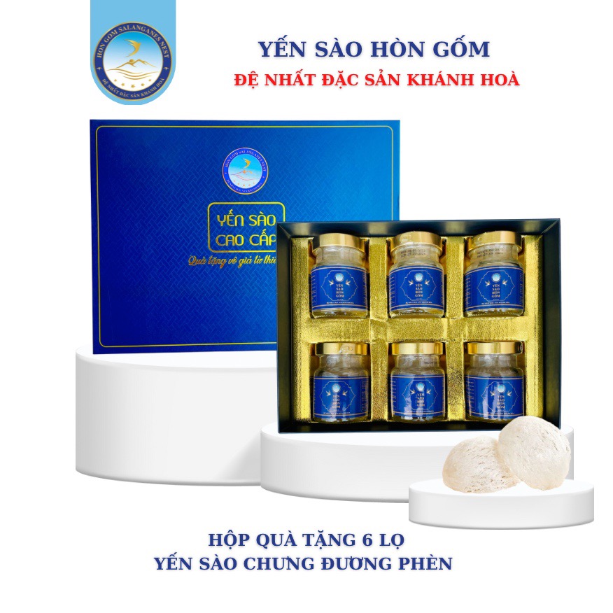 [HỘP 6 LỌ 70ML] Nước Yến Sào Chưng Đường Phèn - Yến Sào Hòn Gốm Chính Hiệu Khánh Hòa - HG SALANGANES NEST