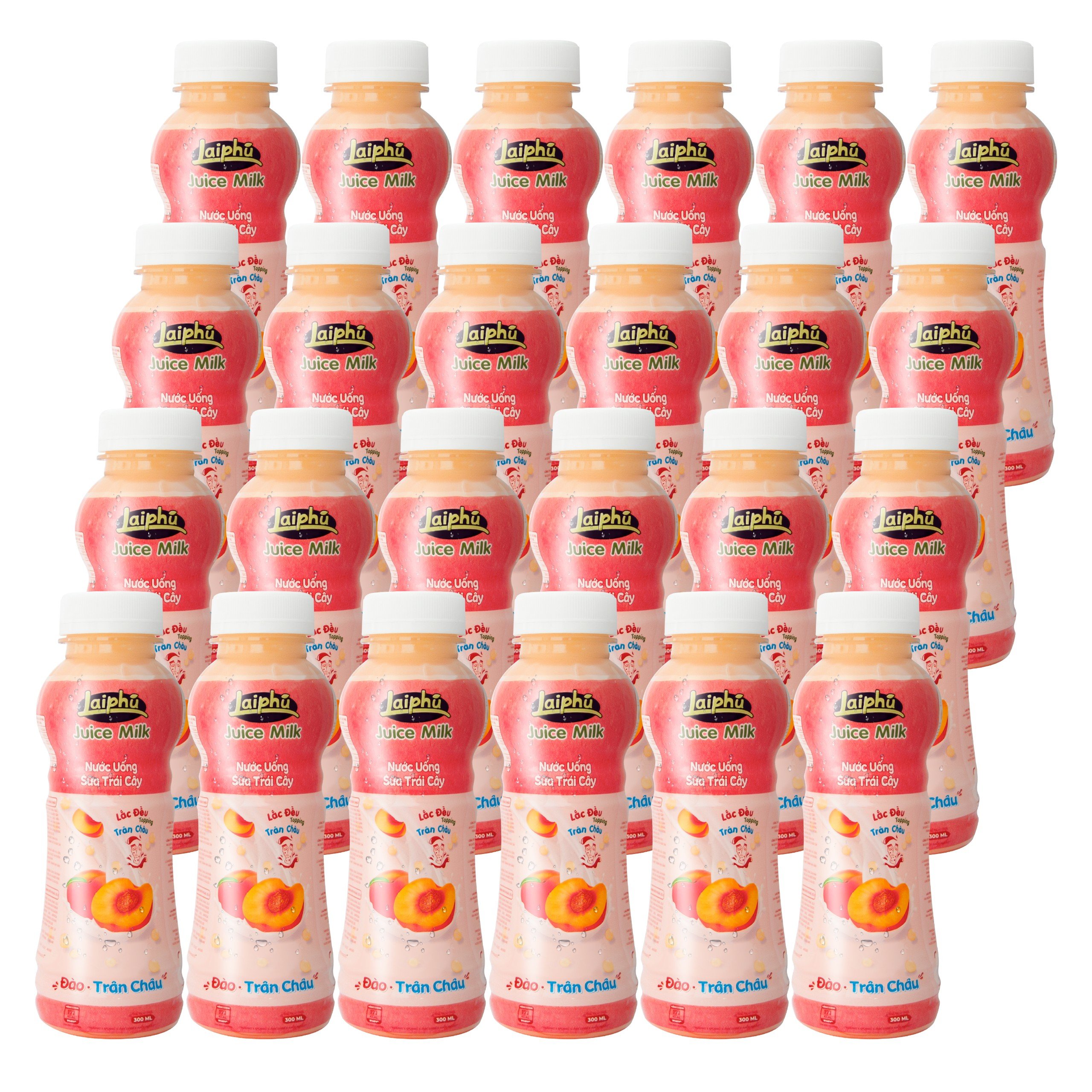 Sữa Trái Cây Đào Trân Châu Lai Phú Chai 300ml - Thùng 24 Chai