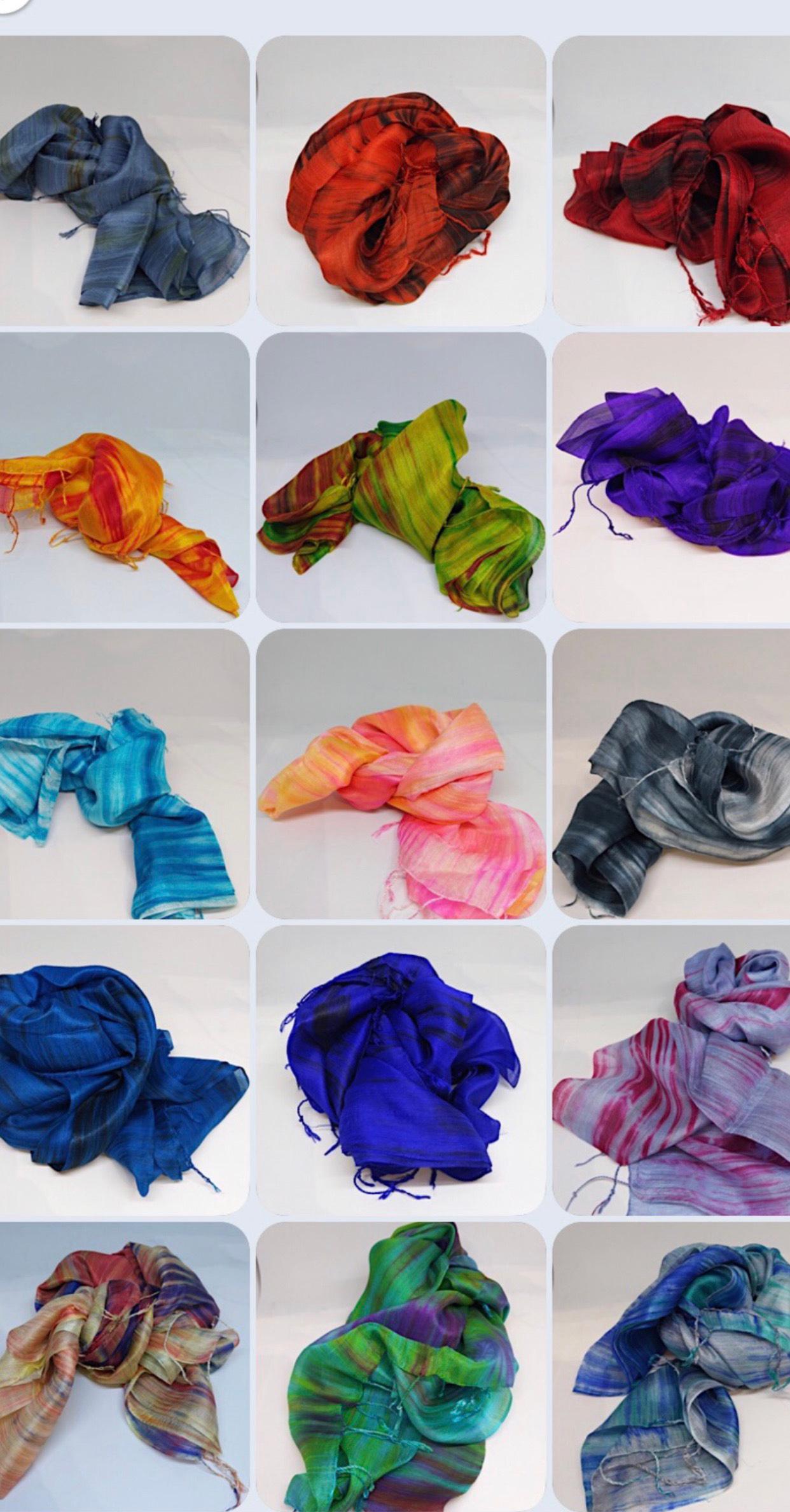 Khăn quàng cổ 100% lụa tơ tằm trơn màu xanh, khăn handmade cao cấp