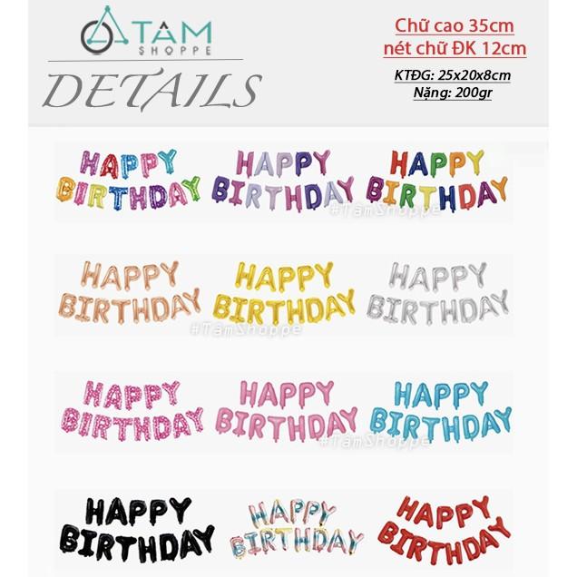 Bong bóng chữ Happy birthday nhiều màu PA-BBNh-01