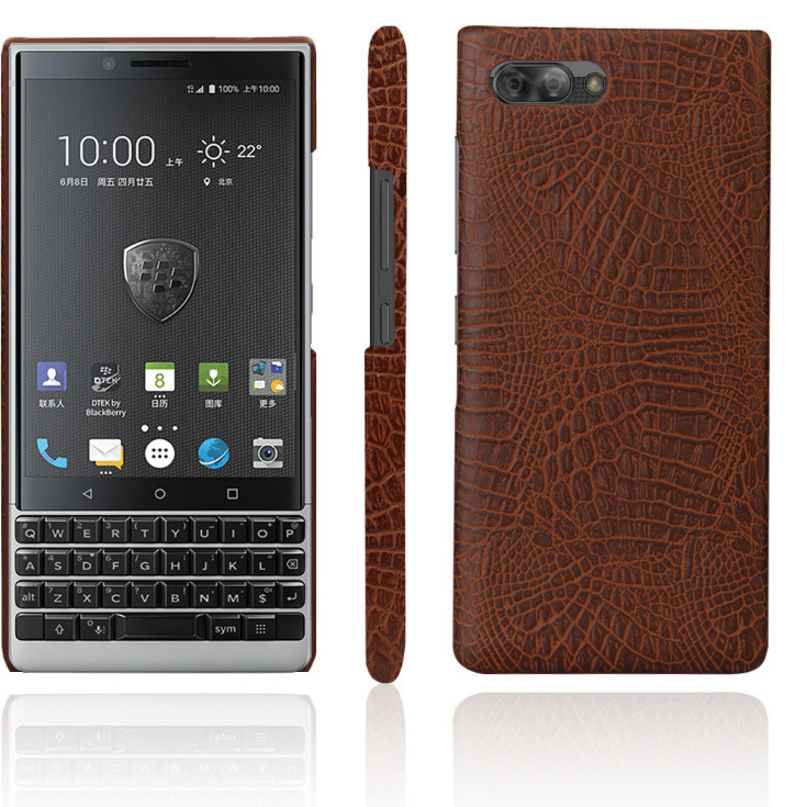 Ốp Lưng Blackberry Key2 Vân Cá Sấu Màu Nâu