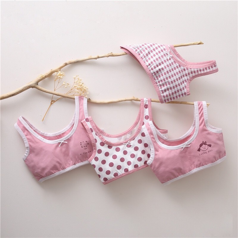 Combo 4 áo lót bé gái Hàn Quốc siêu đẹp chất cotton, áo bra cho bé gái từ 20-50kg