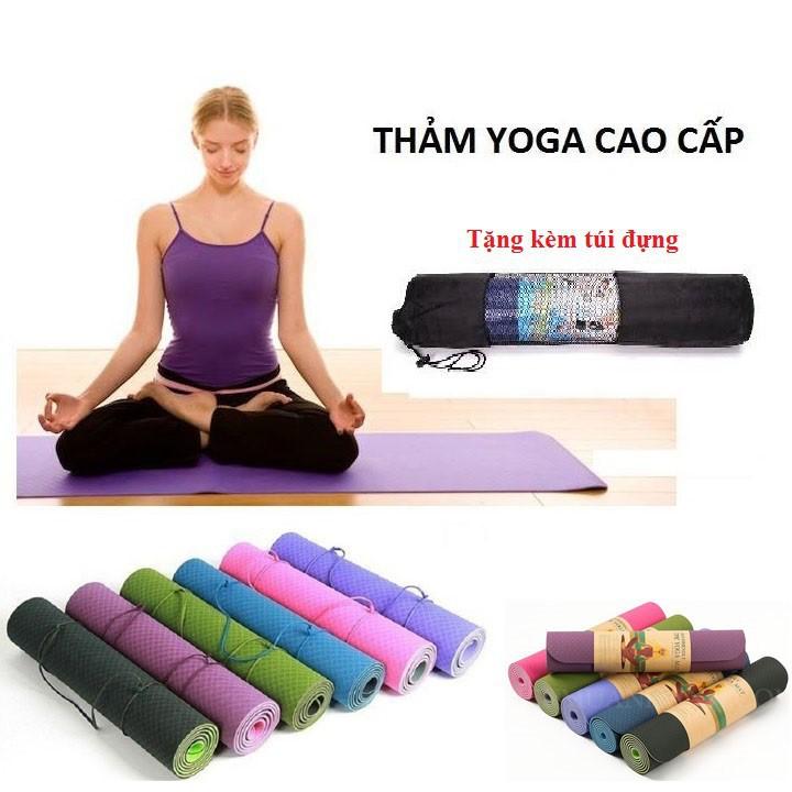 Free Ship - Thảm tập yoga tpe cao cấp 2 lớp dày 6mm hàng loại 1