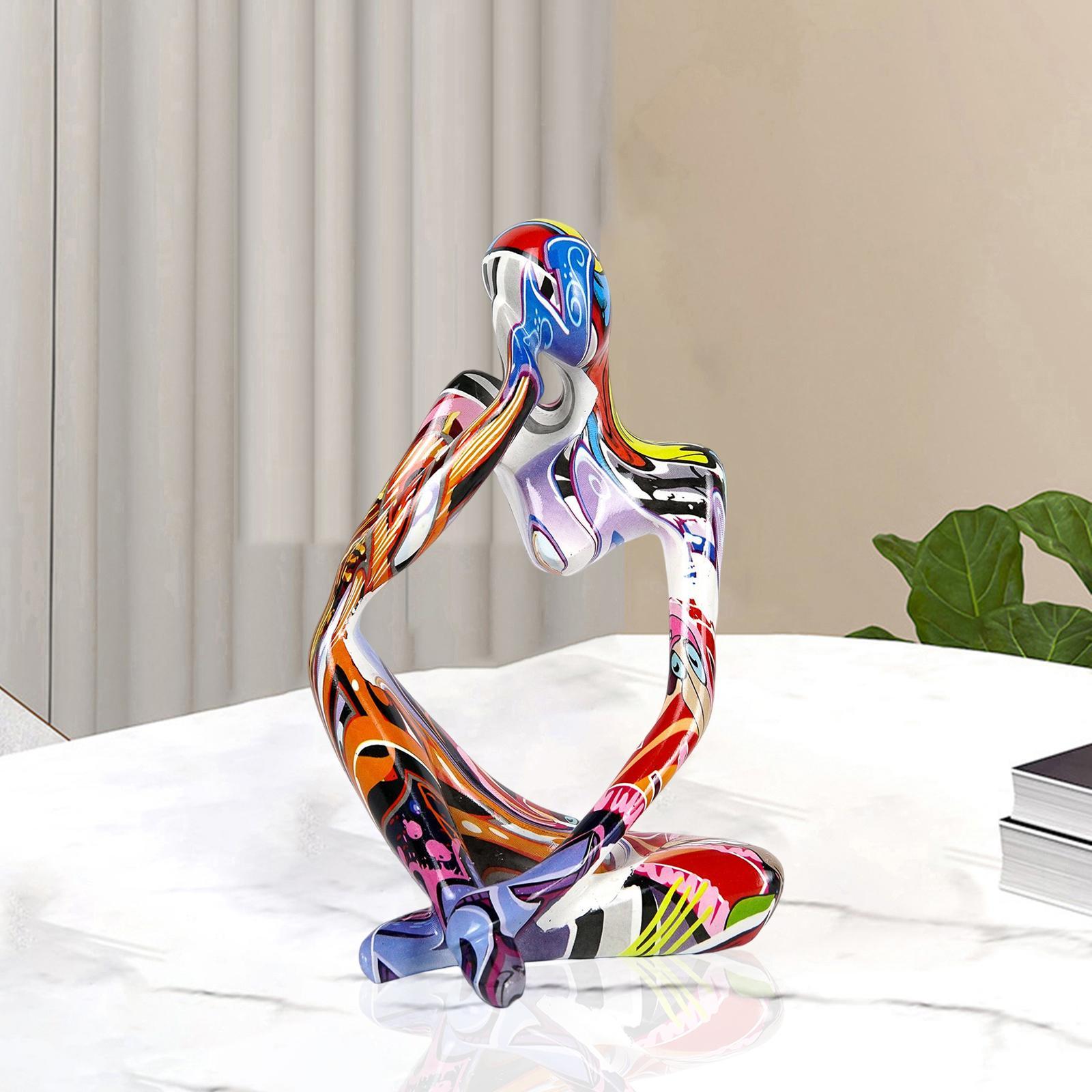 Abstract Thinker Statue Resin Figurine Ornament for Tabletop Bookshelf Decor
