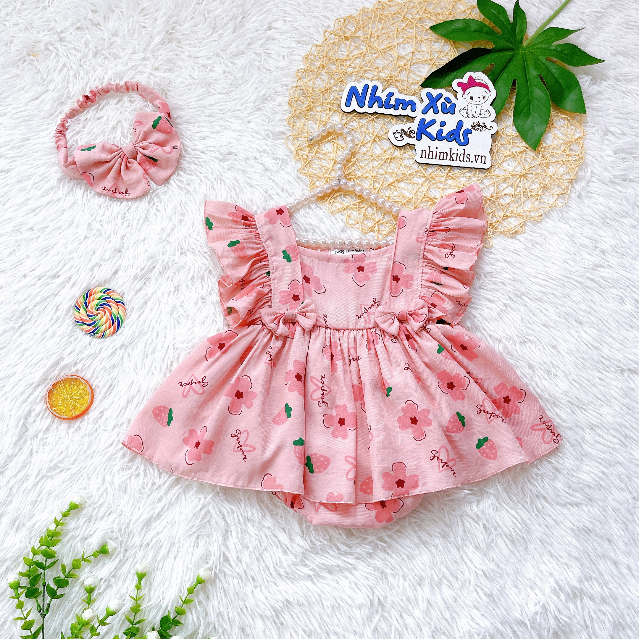 Body Váy Cánh Tiên Hoa Vàng Bé Gái Sơ Sinh Đến 12kg, Bodysuit Bé Gái Chất Đũi Tơ Siêu Mát