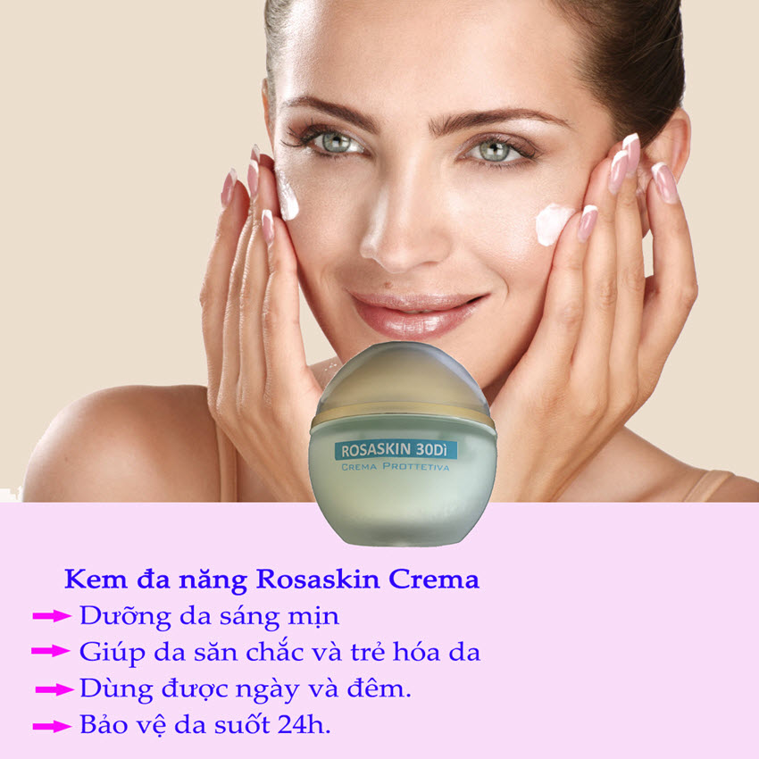 Kem đa năng chăm sóc và phục hồi da mặt bị lão hóa mụn thâm nám EuDERME Rosaskin 30Di Protective Cream 24h, Italy