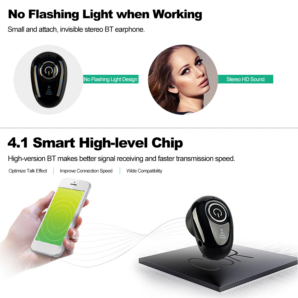 Tai Nghe Nhét Tai Bluetooth 4.1 S650 4g Âm Thanh Nổi Cho Điện Thoại Thông Minh