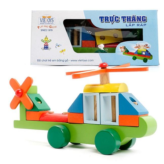 Máy bay trực thăng lắp ráp đồ chơi gỗ thông minh cho bé, máy bay lắp ráp cho bé, đồ chơi bé trai thông minh