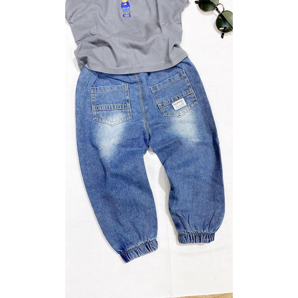 Quần jeans Mềm/ Quần Bò Dài Cao Cấp Kẻ Sọc Bo Chun Cá Tính Cho Bé Trai