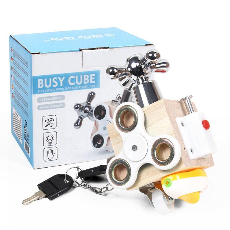 Hộp Bận Rộn Busy Cube, Bảng Bận Rộn Busy Board Chất Liệu Gỗ Tự Nhiên An Toàn Cho Bé