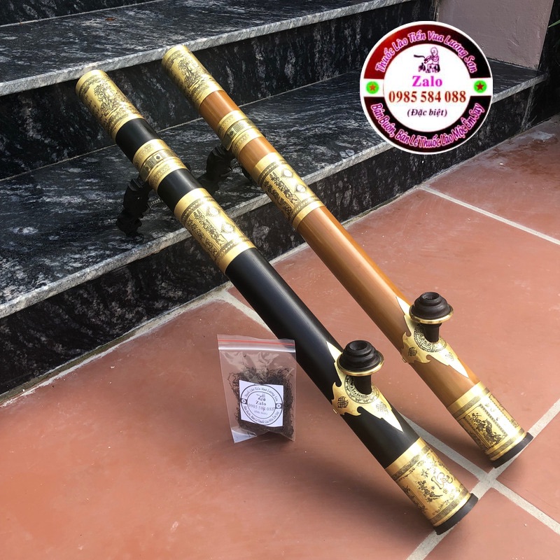Điếu cày bọc đồng ba khúc 65cm tặng kèm thuốc Tiến Vua siêu say