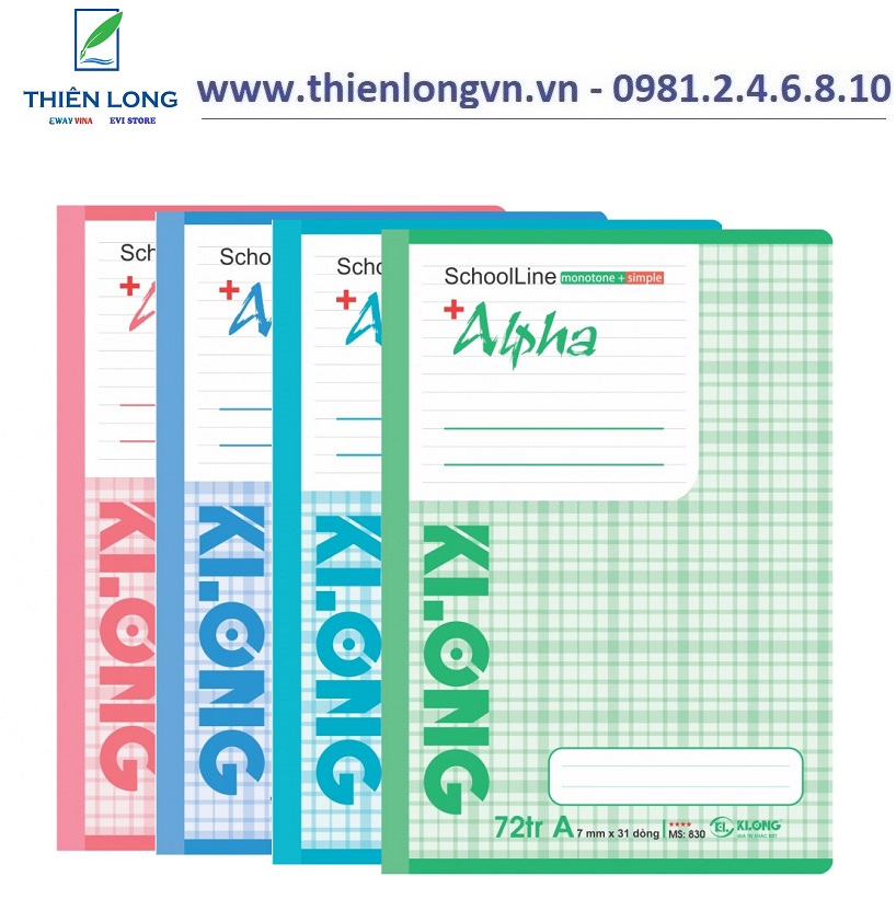 Lốc 5 quyển vở kẻ ngang Alpha - 72 trang; Klong 830