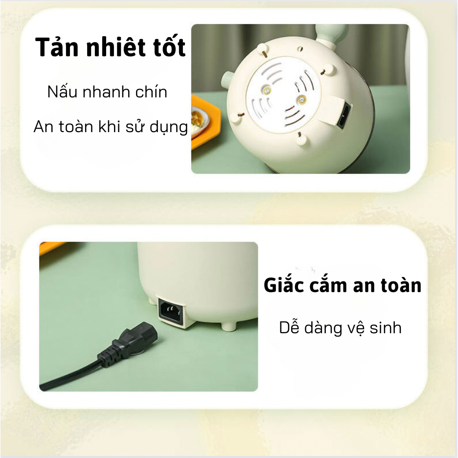 Nồi Lẩu Điện Đa Năng 2 NẤC NHIỆT Kèm Giá Hấp Có Tay Cầm Tiện Dụng, Dung Tích 1,8L,  Nồi Lẩu Hấp Mini 2 Tầng Cao Cấp