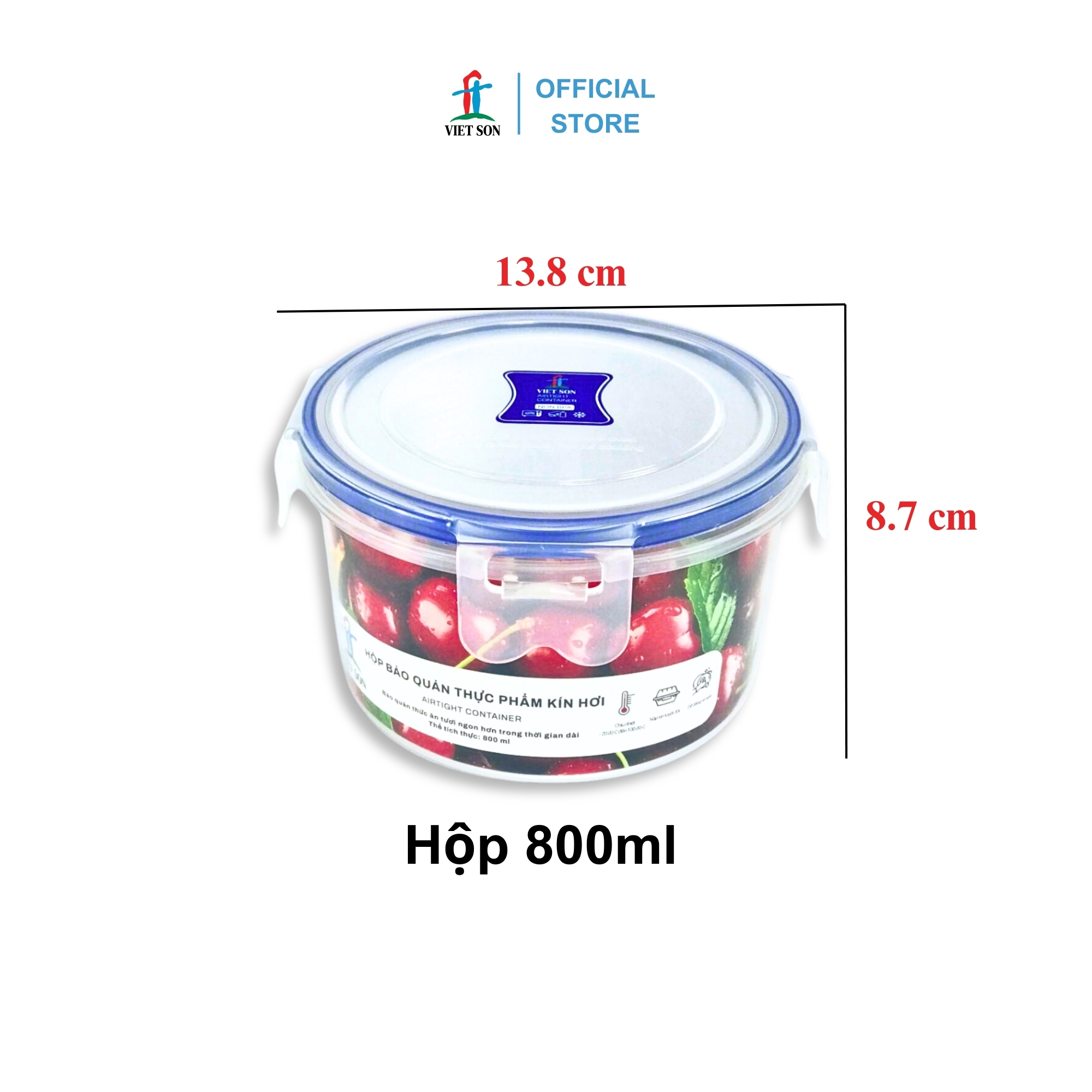 Bộ 2 Hộp Đựng Thực Phẩm Việt Son ( 800ml x 450ml) Nắp Khóa 4 Cạnh Kín Hơi