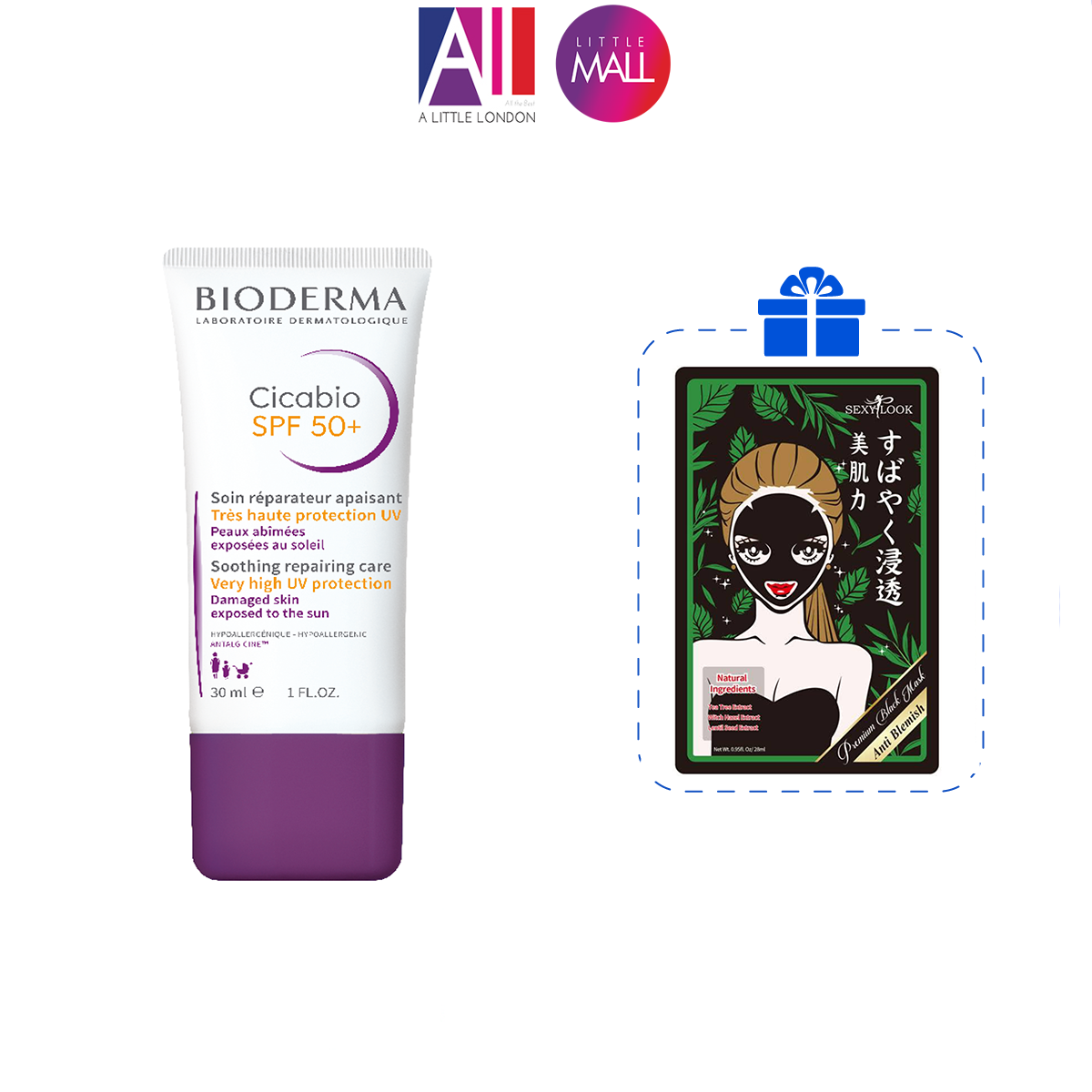 Kem dưỡng hạn chế tăng sắc tố Bioderma cicabio spf50 30ml TẶNG mặt nạ Sexylook