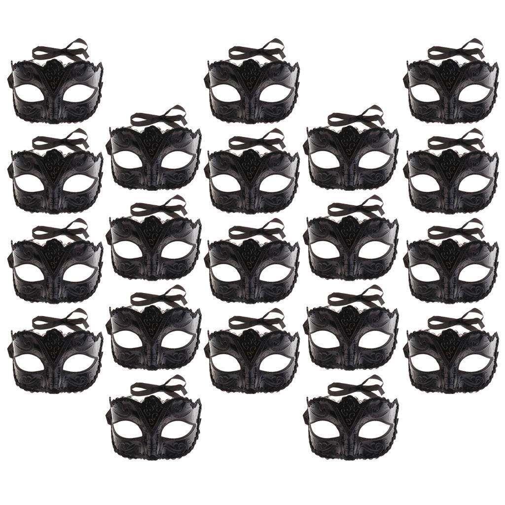 20pcs Masquerade Mask for Women Shiny Plastic Mask Party Porm Ball Mask Free Lace Mask Costume