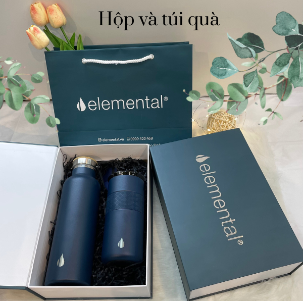 Set hộp quà tặng Sinh nhật, set Thanh Xuân, bình giữ nhiệt và ly giữ nhiệt Elemental cao cấp