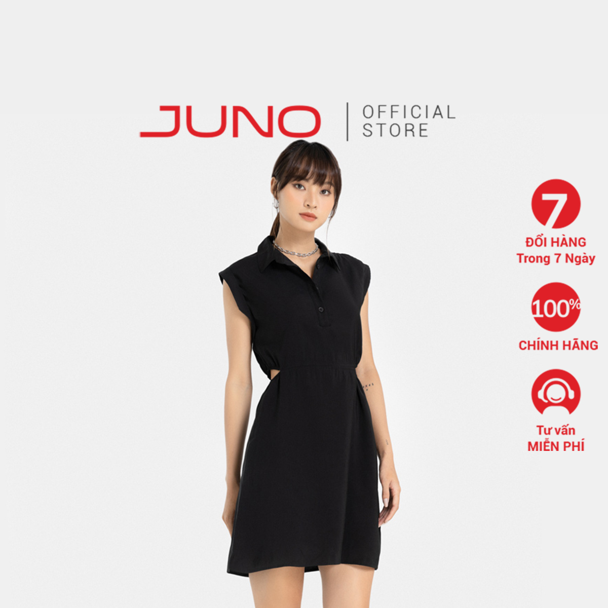 Đầm Ngắn Sơmi Nữ Thời Trang JUNO Thun Eo JNDLU014