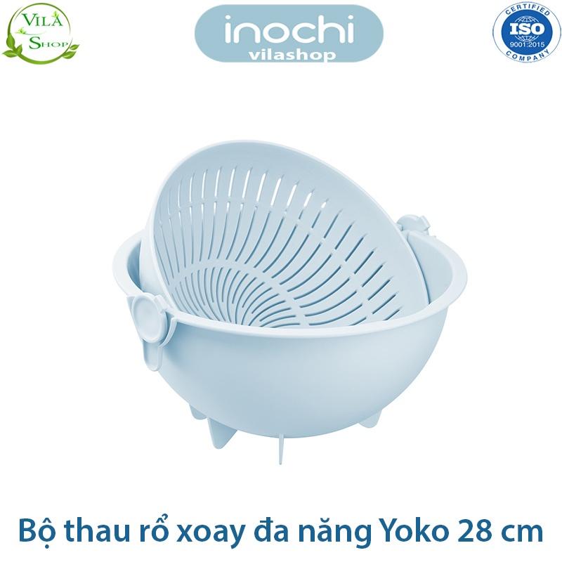 Thau Rổ Nhựa, Bộ Thau Rổ Xoay Đa Năng Yoko 28 cm, Chính Hãng Inochi Nhựa PP Nguyên Sinh - Kháng Khẩu - Khử Mùi